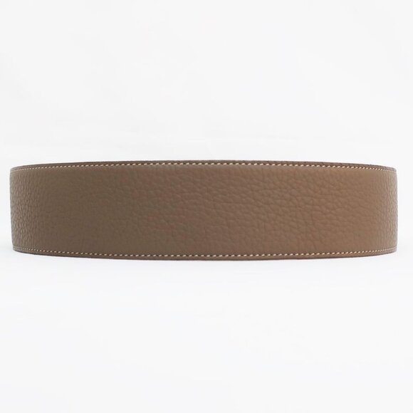 Hermes Belt Wide Beige Grey Silver Hardware Buckle Size 85 main image 9